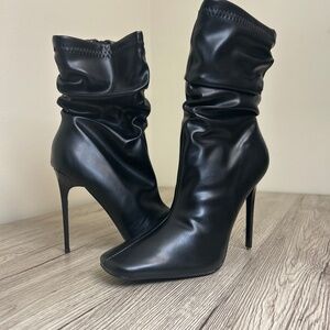 Black Square Toe Boots